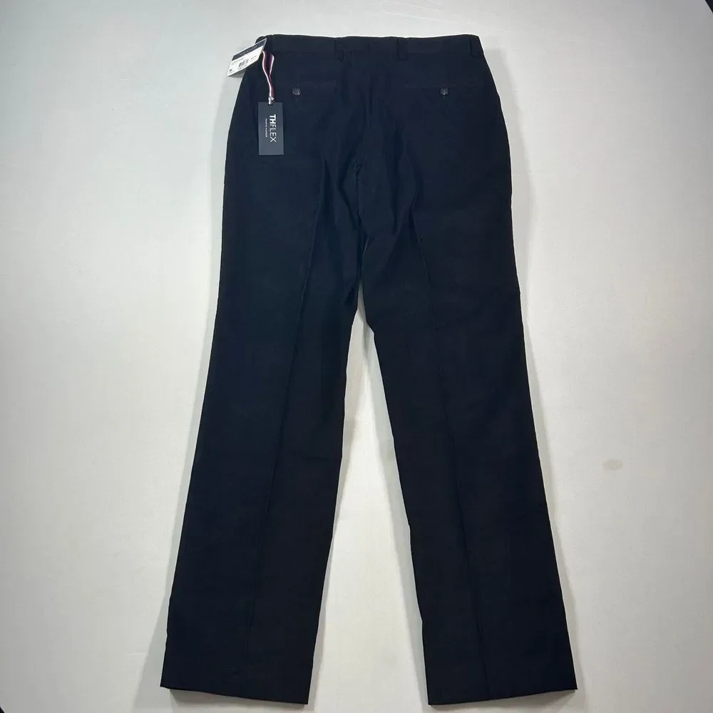 Tommy‎ Hilfiger Corduroy Pants Mens 33x32 Solid Black Modern-Fit NEW
